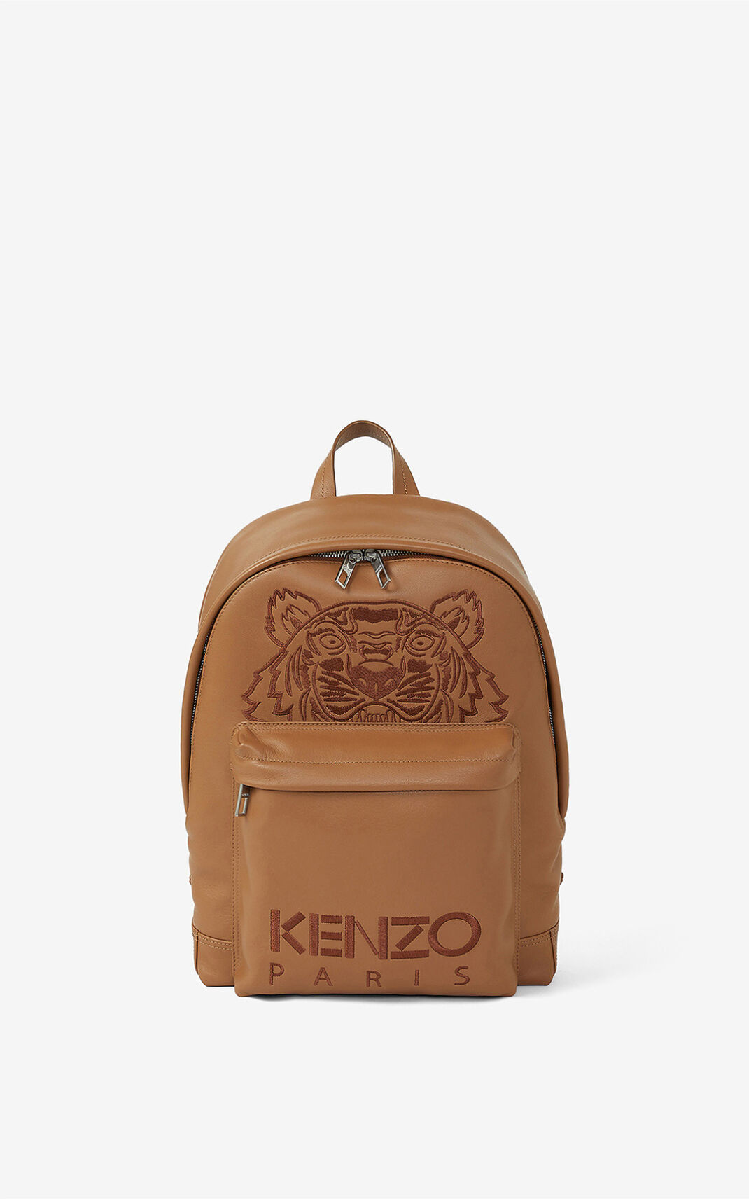 Kenzo Kampus Tiger Cuero Mochila Hombre Marrones | 3801764-JB